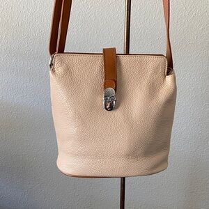 Valentina Italian Leather Crossbody Bag Blush Pink Made In Italy Bucket Purse